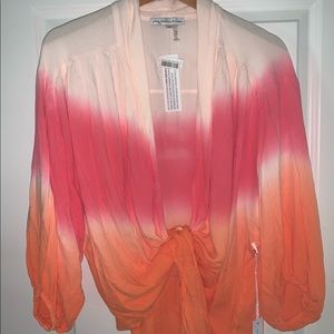 YFB, Carmen Ombré Pink Orange Tie Front Top